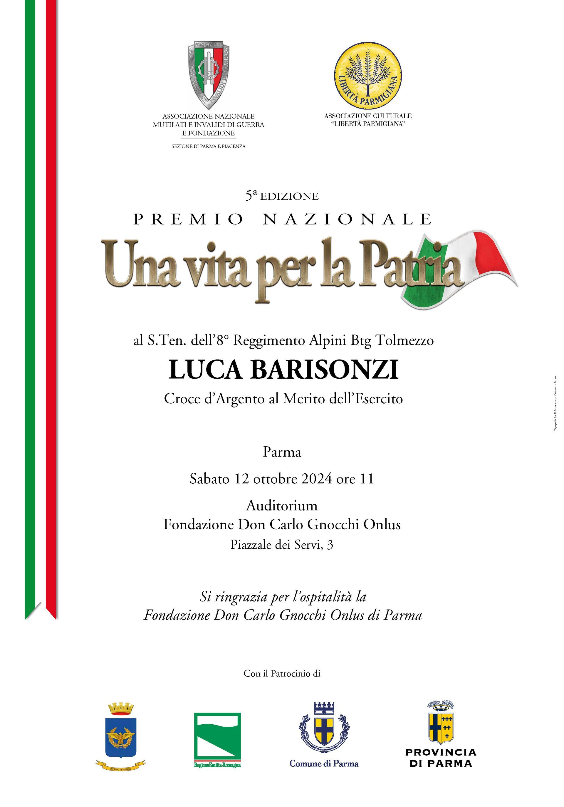 Locandina Premio Nazionale Una vita per la Patria